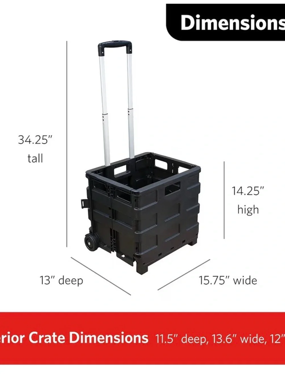 BRAND NEW GLAD Folding Utility Cart – Black